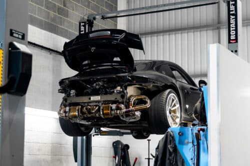 Porsche GT3 991 In workshop up on ramp